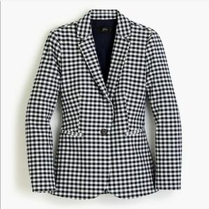 J. Crew Gingham Parke Blazer Jacket Navy Blue White Check Women's Size 0 L1908